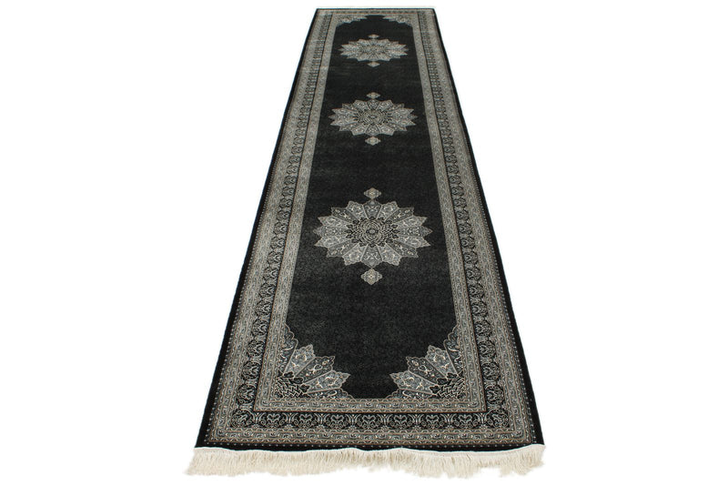 3x13 Black and Ivory Turkish Antep Runner