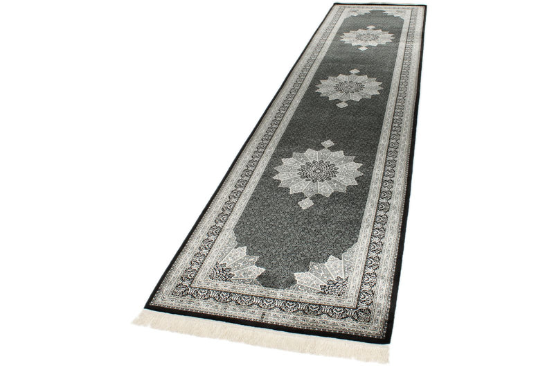 3x13 Black and Ivory Turkish Antep Runner