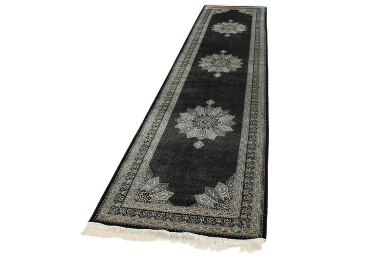3x13 Black and Ivory Turkish Antep Runner