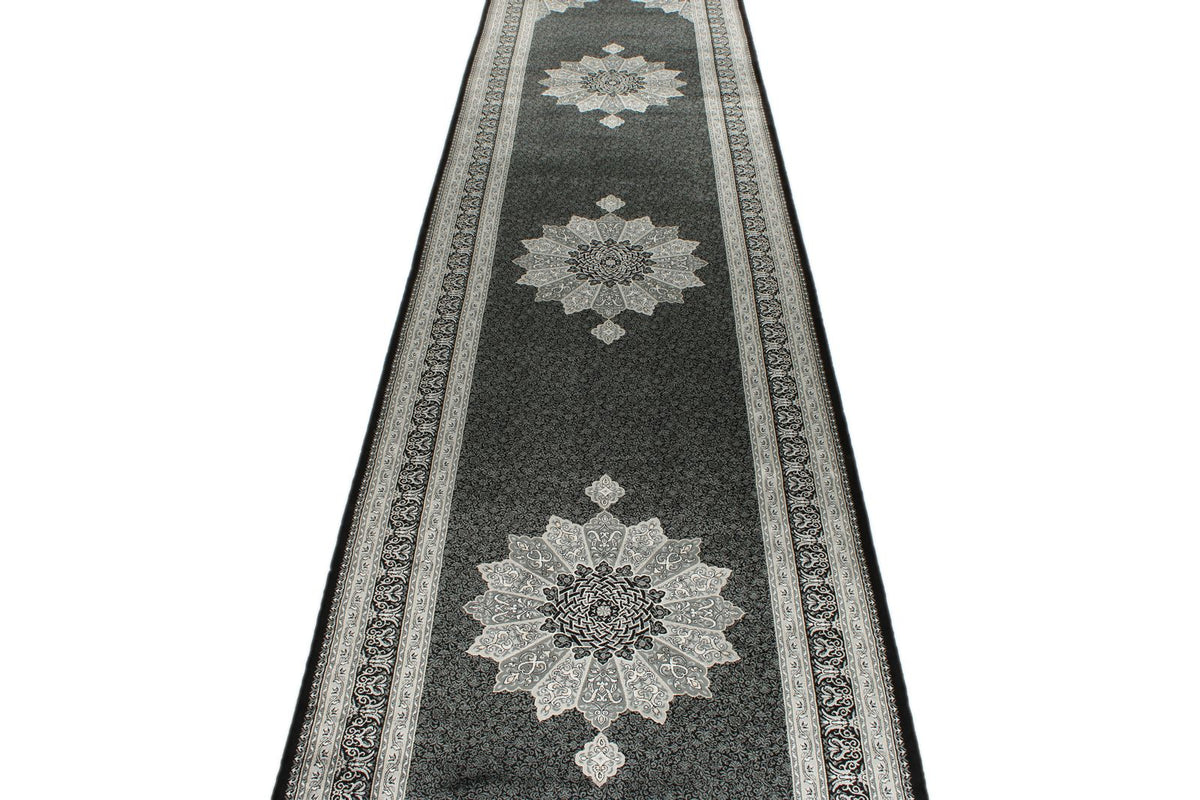 3x13 Black and Ivory Turkish Antep Runner