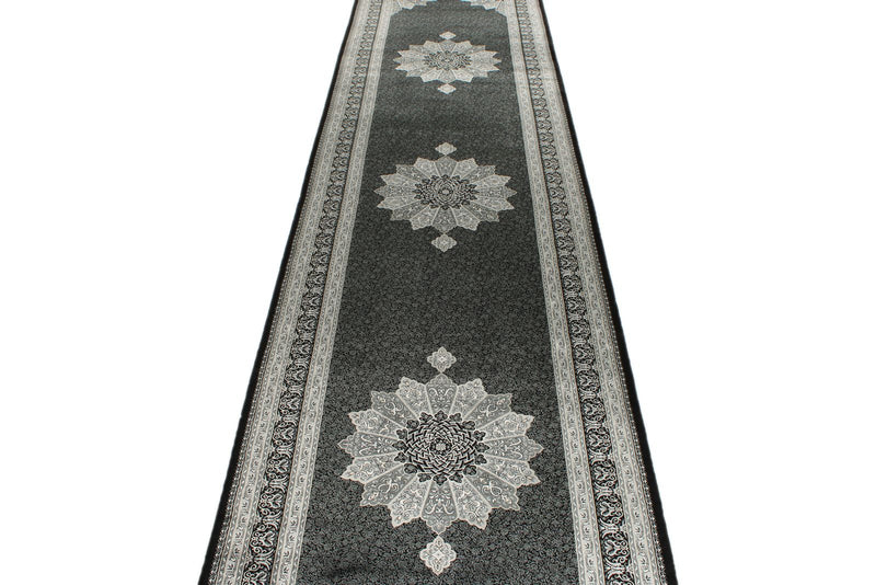3x13 Black and Ivory Turkish Antep Runner