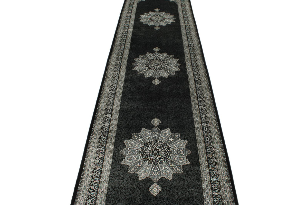 3x13 Black and Ivory Turkish Antep Runner