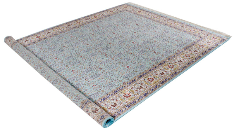 7x10 Blue and Ivory Turkish Antep Rug