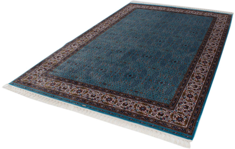 7x10 Blue and Ivory Turkish Antep Rug