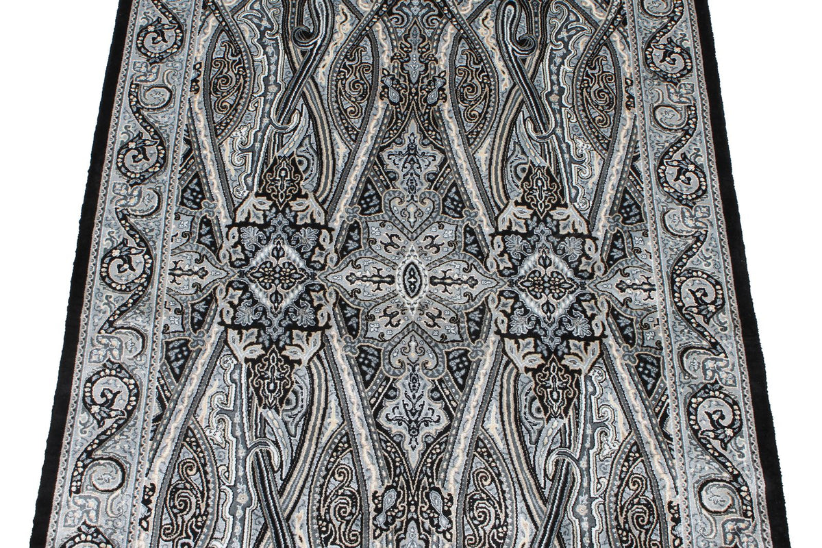 3x5 Black and Ivory Kazak Tribal Rug