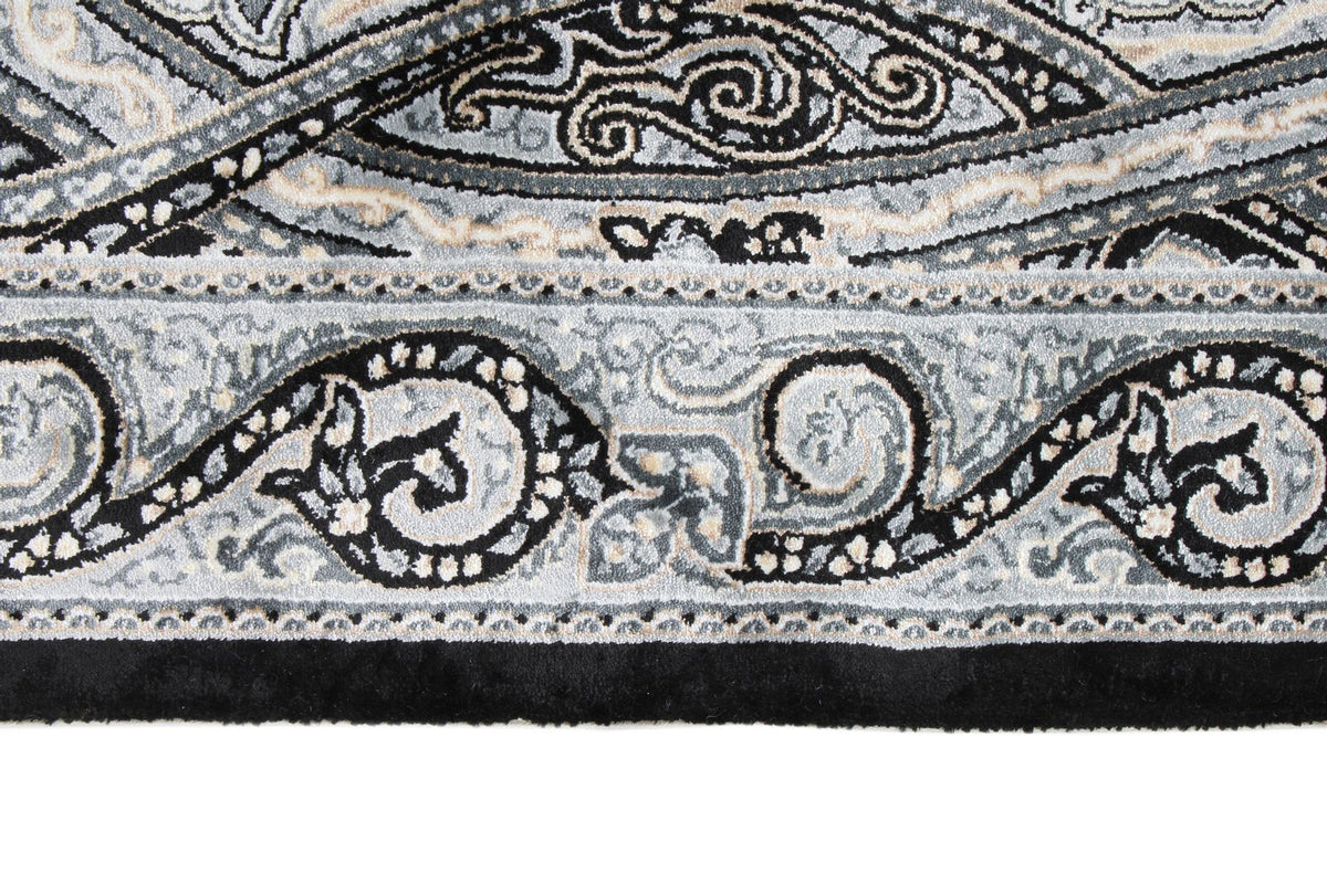 3x5 Black and Ivory Kazak Tribal Rug