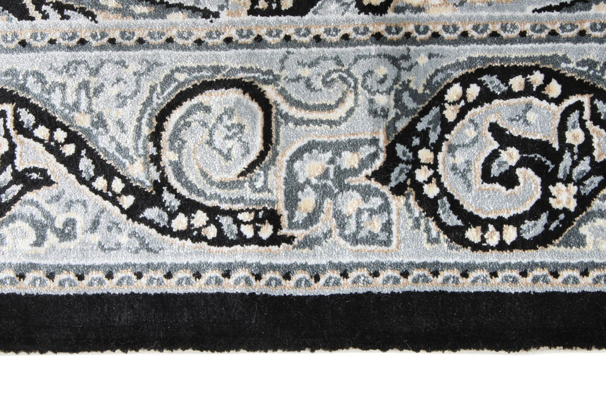 3x5 Black and Ivory Kazak Tribal Rug