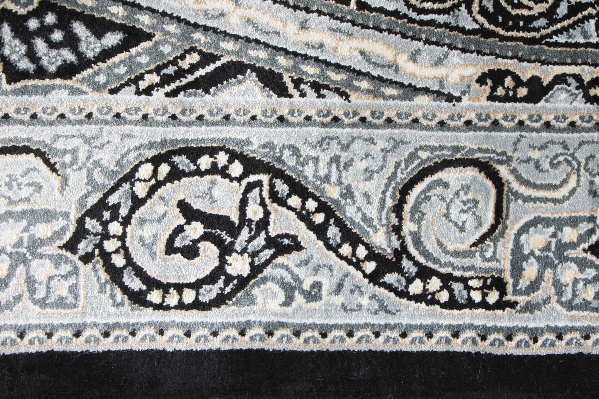 3x5 Black and Ivory Kazak Tribal Rug