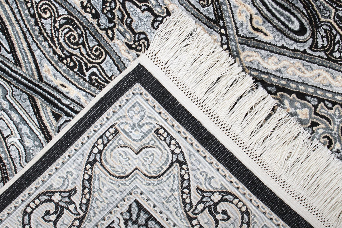 3x5 Black and Ivory Kazak Tribal Rug