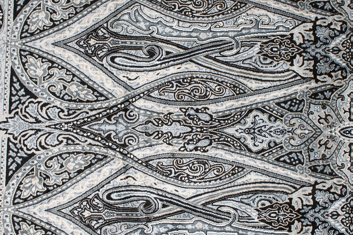 3x5 Black and Ivory Kazak Tribal Rug