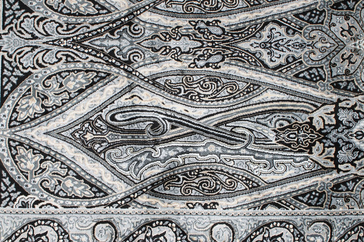 3x5 Black and Ivory Kazak Tribal Rug