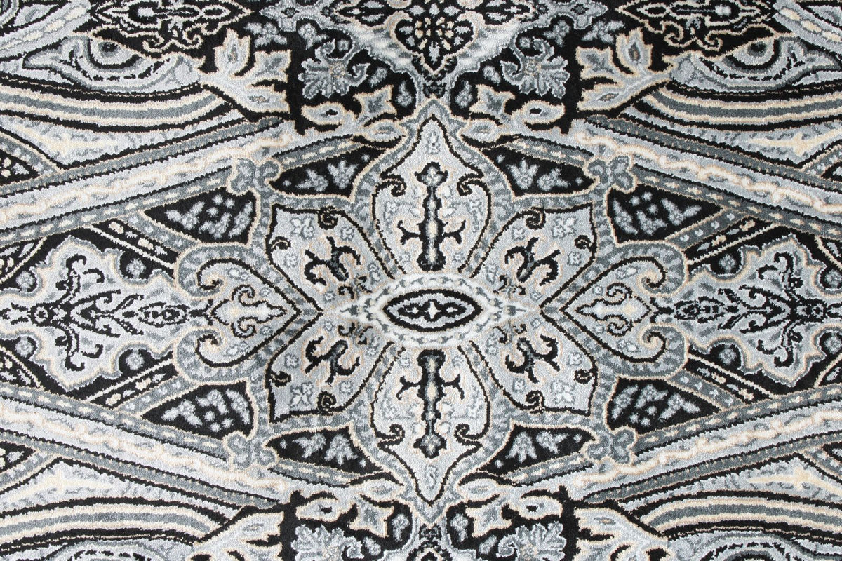 3x5 Black and Ivory Kazak Tribal Rug