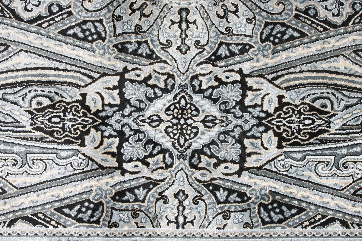 3x5 Black and Ivory Kazak Tribal Rug