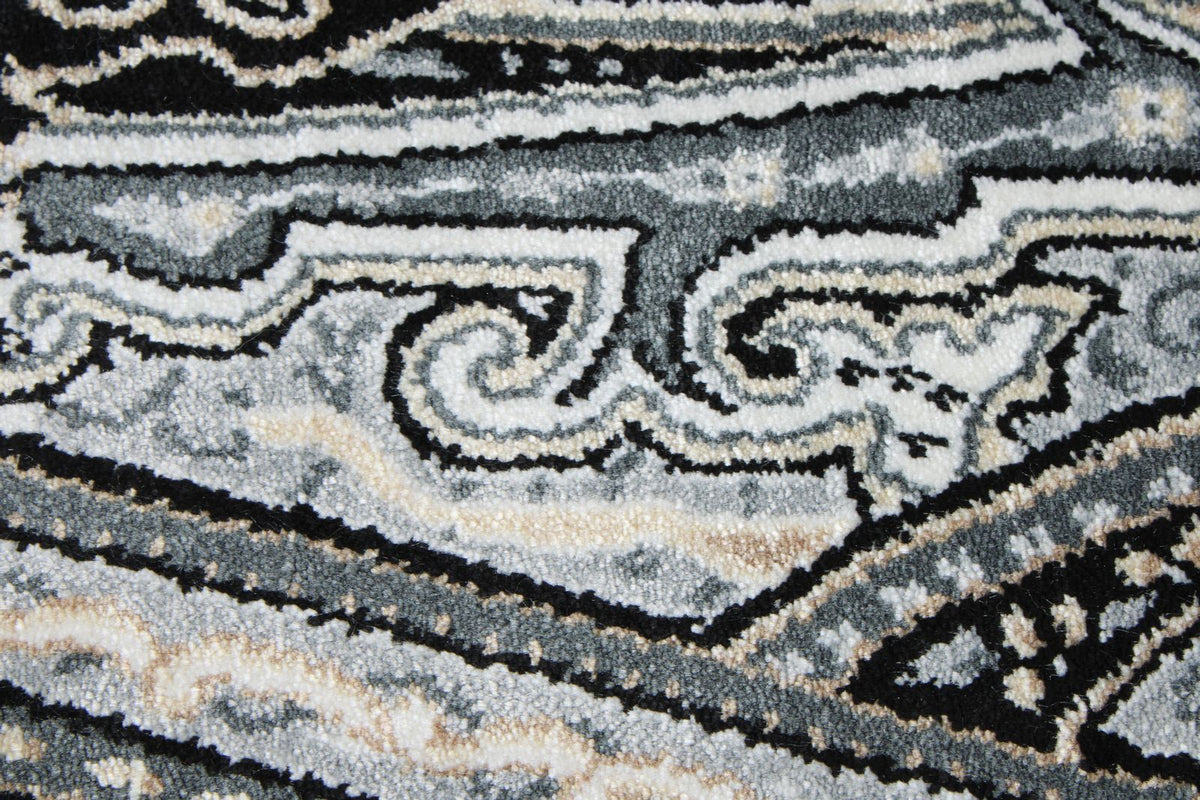 3x5 Black and Ivory Kazak Tribal Rug