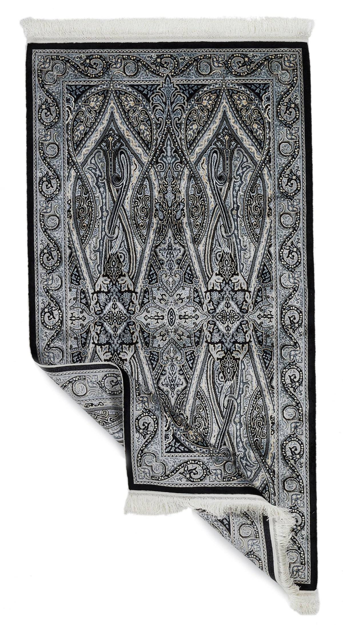 3x5 Black and Ivory Kazak Tribal Rug