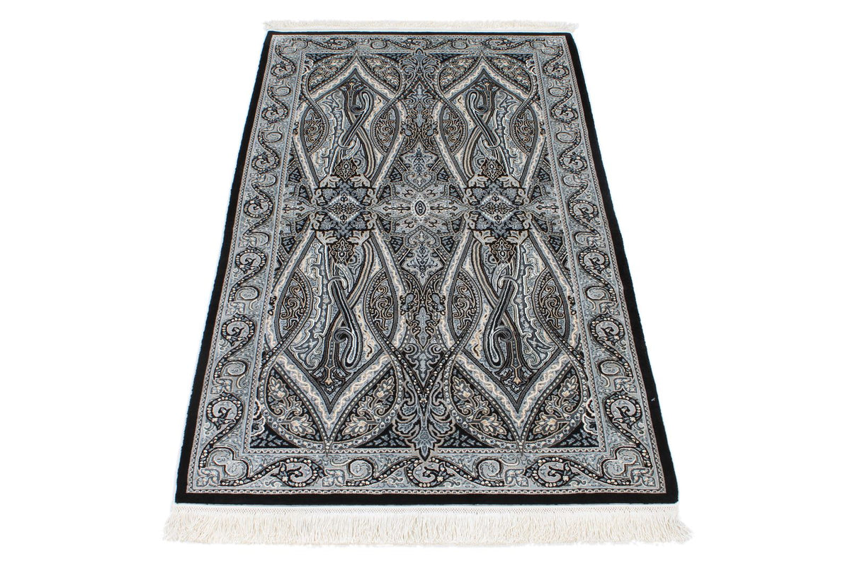 3x5 Black and Ivory Kazak Tribal Rug