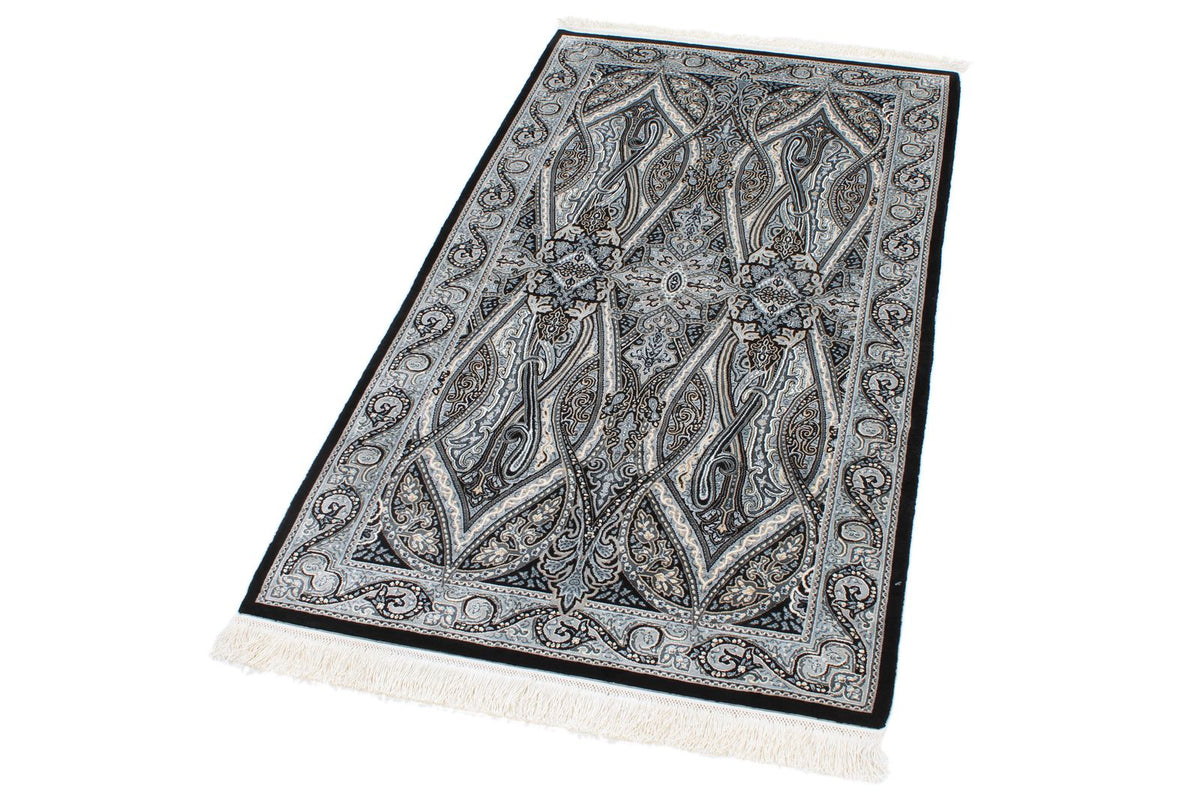 3x5 Black and Ivory Kazak Tribal Rug
