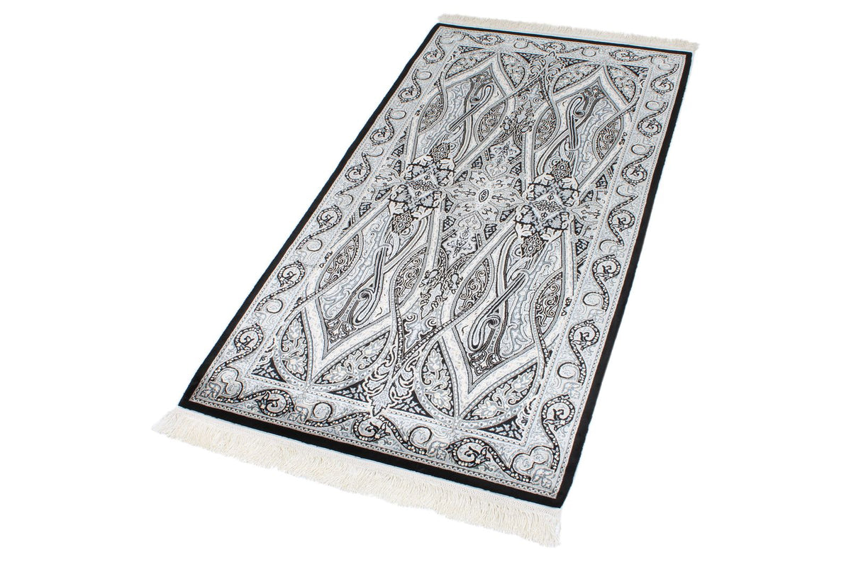 3x5 Black and Ivory Kazak Tribal Rug