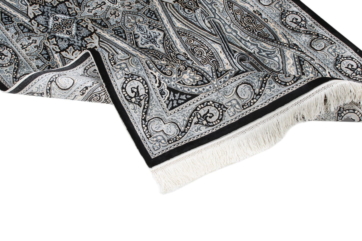3x5 Black and Ivory Kazak Tribal Rug