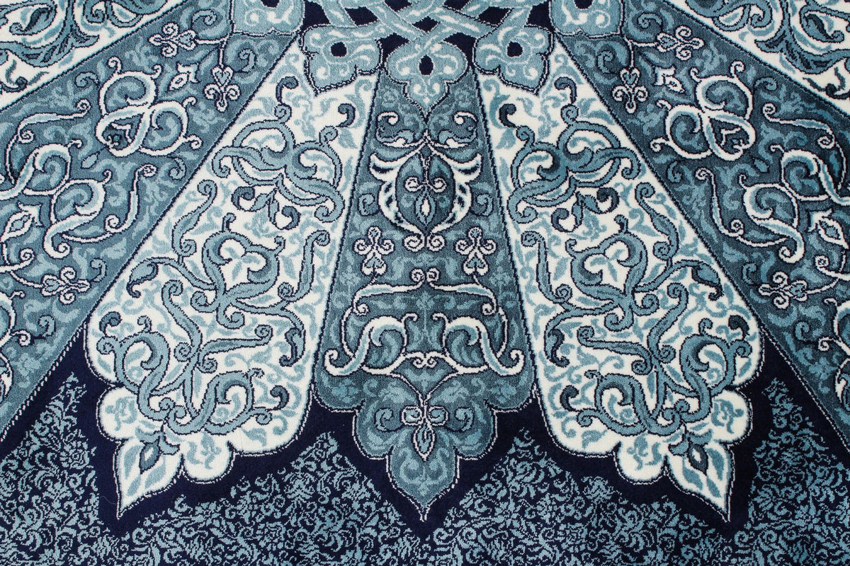 7x10 Navy and Ivory Turkish Antep Rug