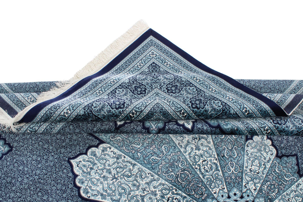 7x10 Navy and Ivory Turkish Antep Rug