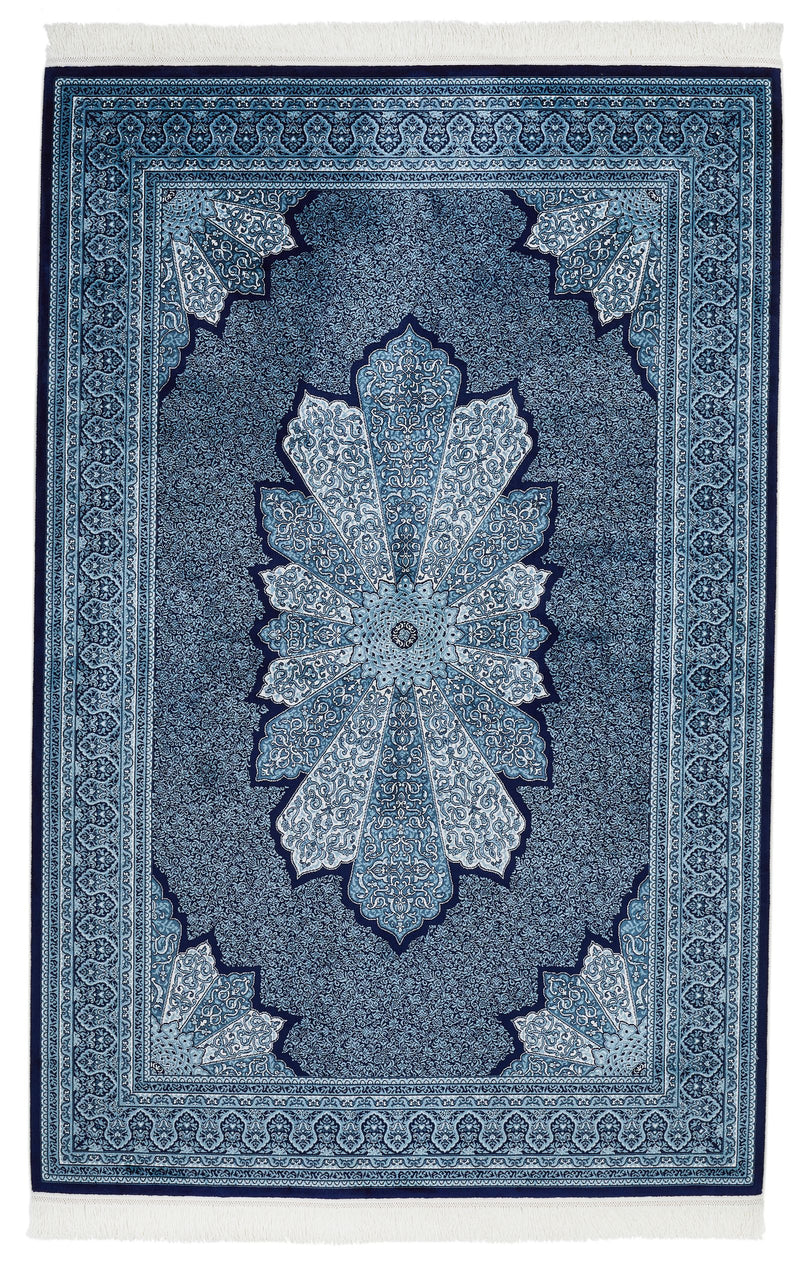 4x6 Navy and Ivory Turkish Antep Rug