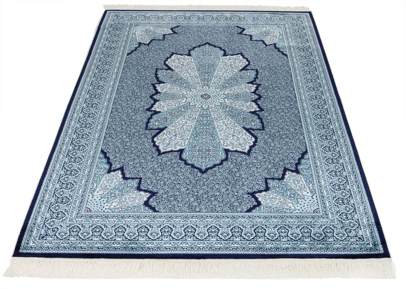 4x6 Navy and Ivory Turkish Antep Rug