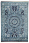 8x11 Navy and Ivory Turkish Antep Rug