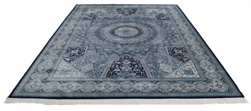 8x11 Navy and Ivory Turkish Antep Rug