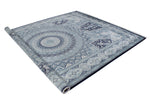 8x11 Navy and Ivory Turkish Antep Rug