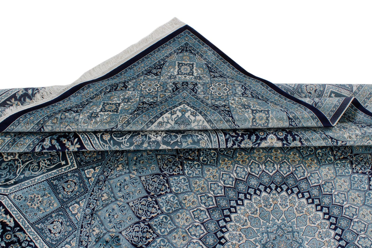 7x10 Navy and Ivory Turkish Antep Rug