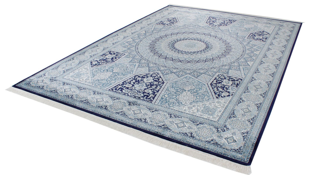 7x10 Navy and Ivory Turkish Antep Rug