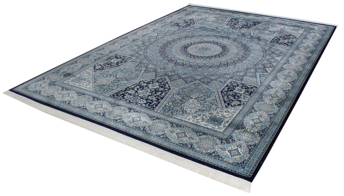 7x10 Navy and Ivory Turkish Antep Rug