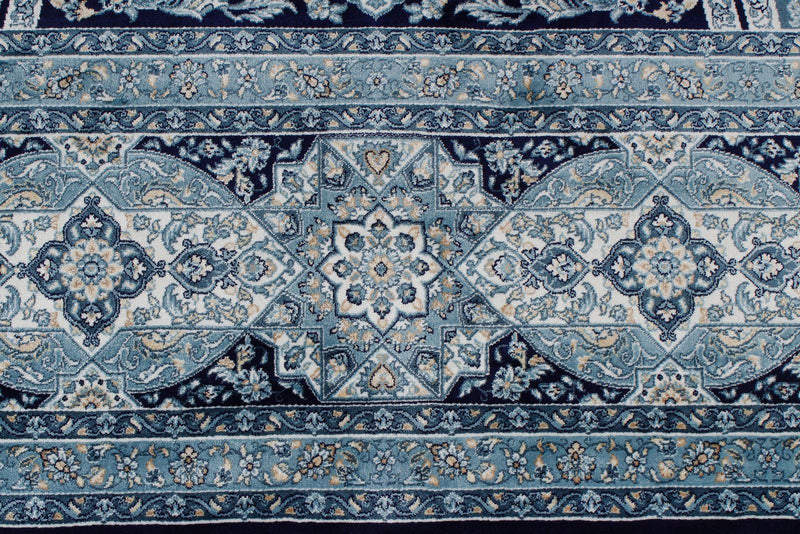 7x10 Navy and Ivory Turkish Antep Rug