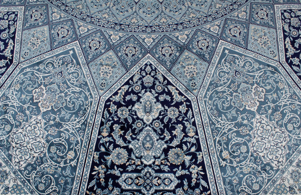 7x10 Navy and Ivory Turkish Antep Rug