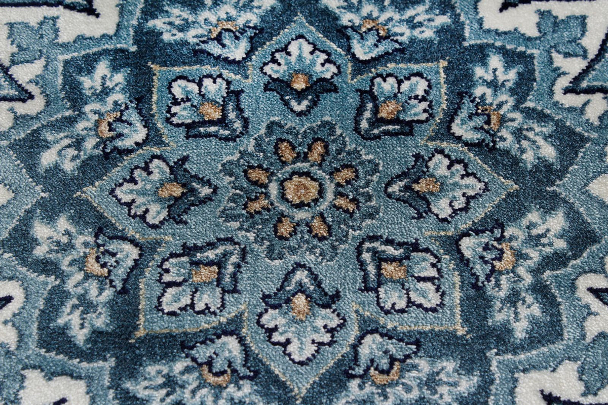 7x10 Navy and Ivory Turkish Antep Rug
