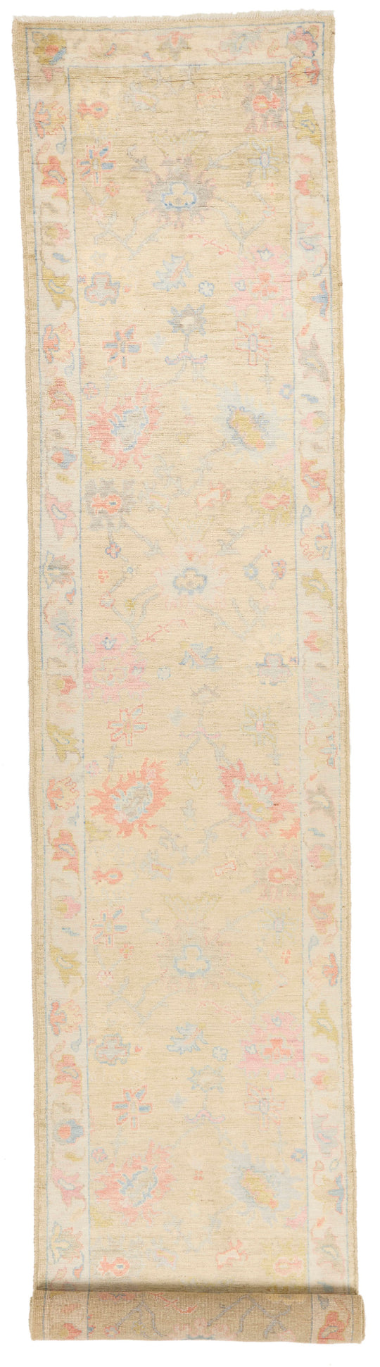 3x17 Gold and Ivory Turkish Oushak Runner