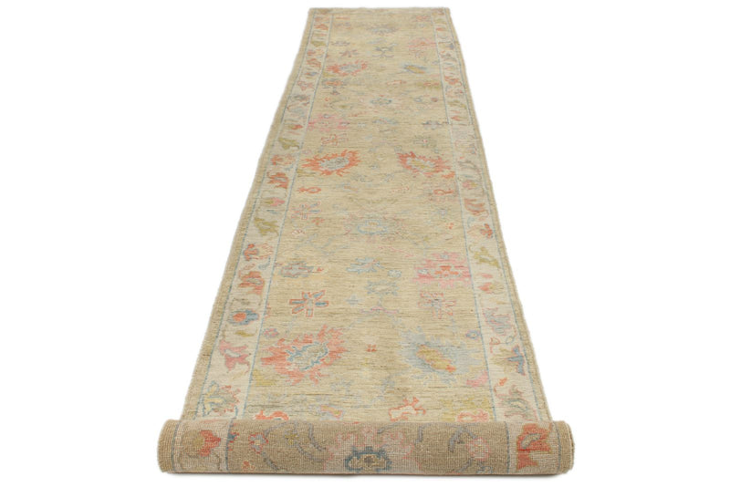 3x17 Gold and Ivory Turkish Oushak Runner