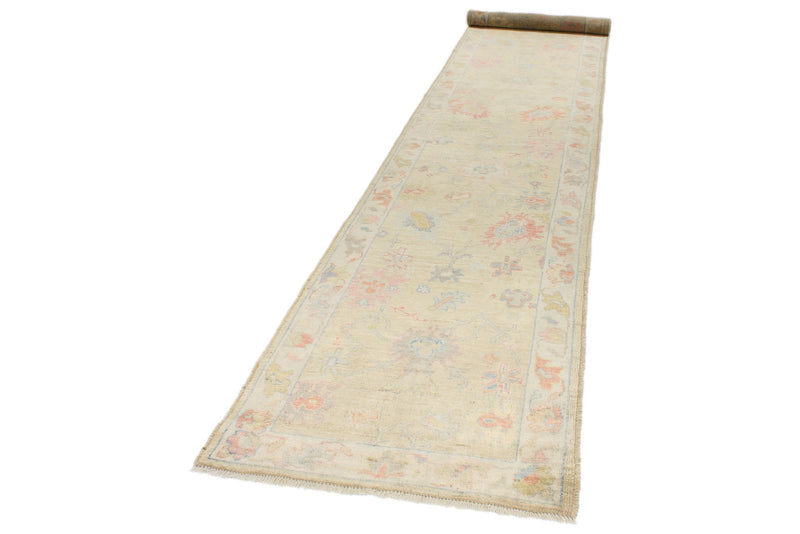 3x17 Gold and Ivory Turkish Oushak Runner