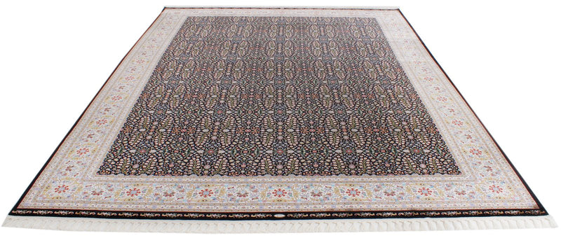 8x11 Black and Ivory Turkish Antep Rug