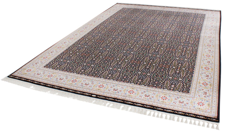 8x11 Black and Ivory Turkish Antep Rug