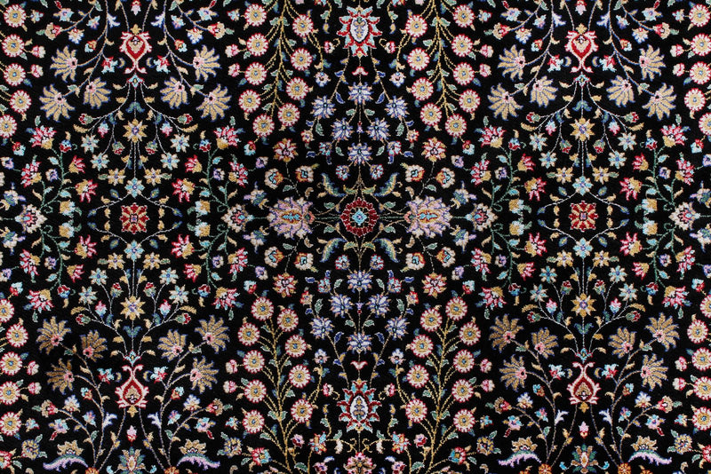 8x11 Black and Ivory Turkish Antep Rug