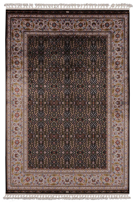 5x8 Black and Ivory Turkish Antep Rug