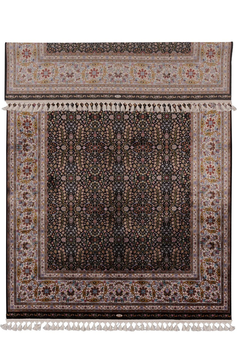 5x8 Black and Ivory Turkish Antep Rug