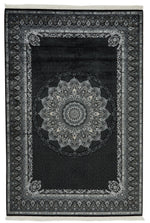 7x10 Black and Ivory Turkish Antep Rug