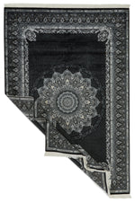 7x10 Black and Ivory Turkish Antep Rug