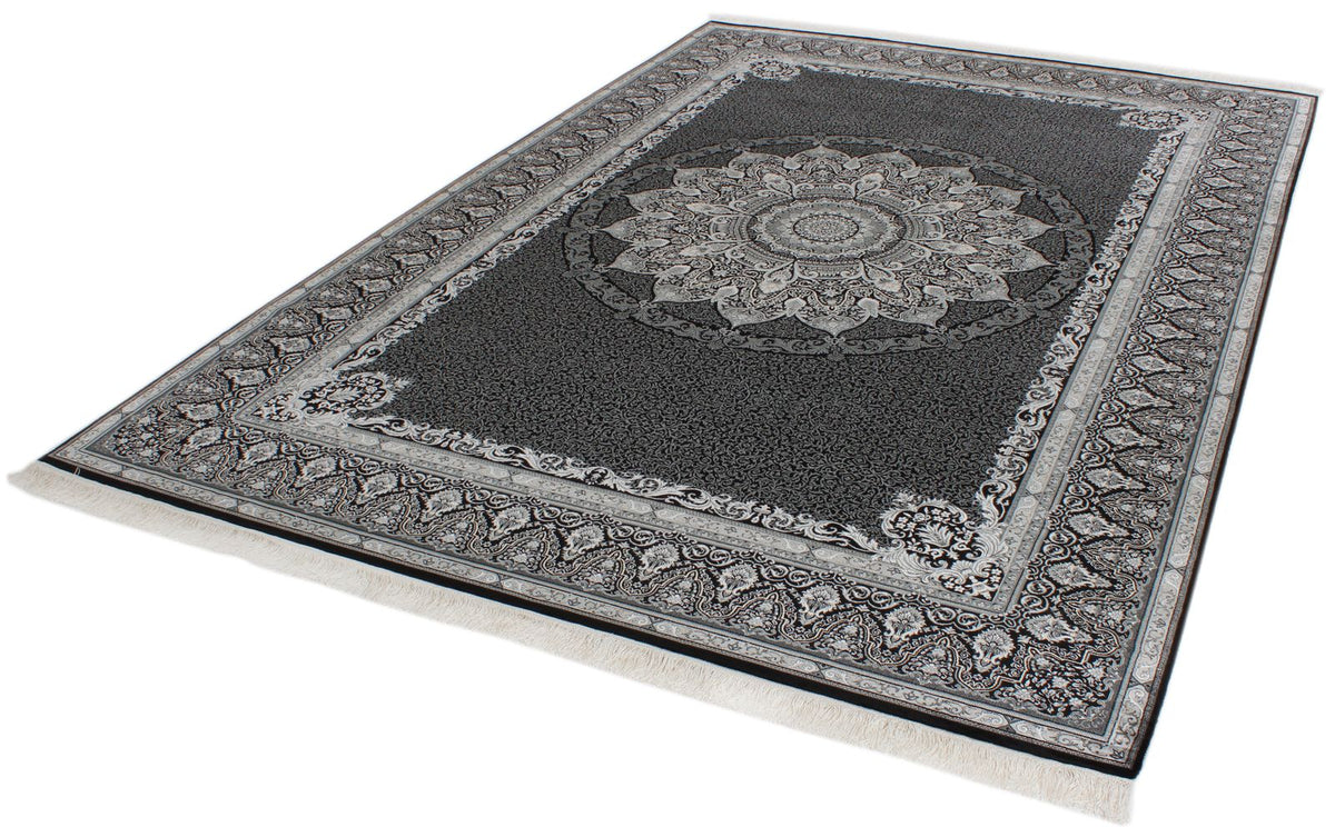 7x10 Black and Ivory Turkish Antep Rug