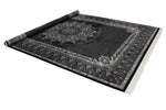 8x11 Black and Ivory Turkish Antep Rug