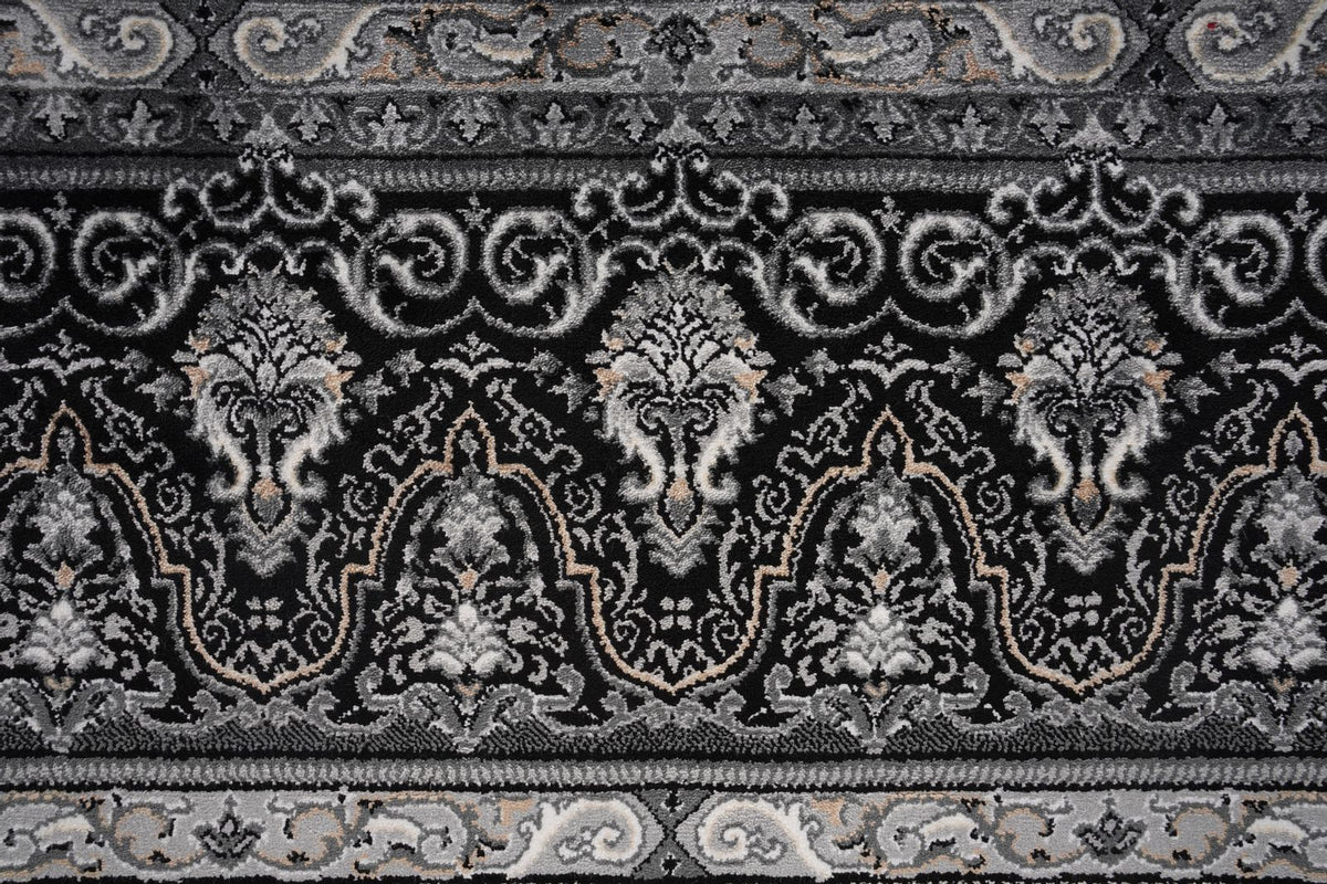6x8 Black and Ivory Turkish Antep Rug