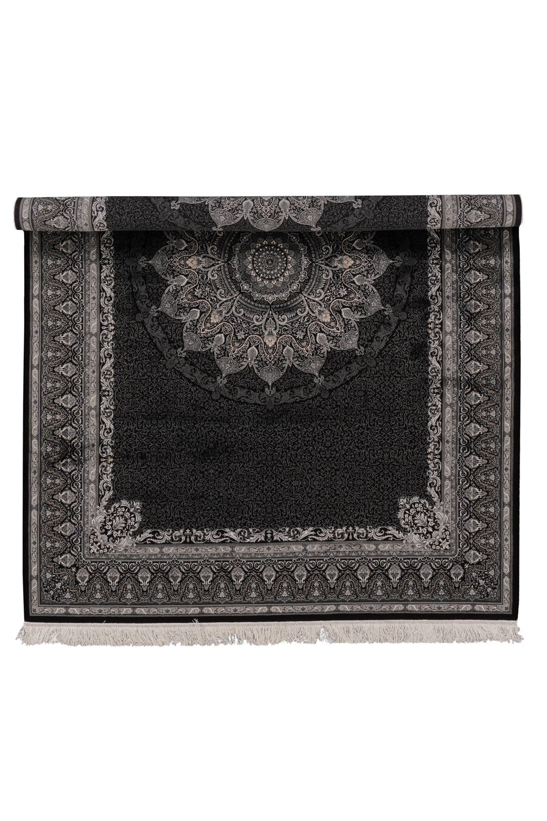 6x8 Black and Ivory Turkish Antep Rug